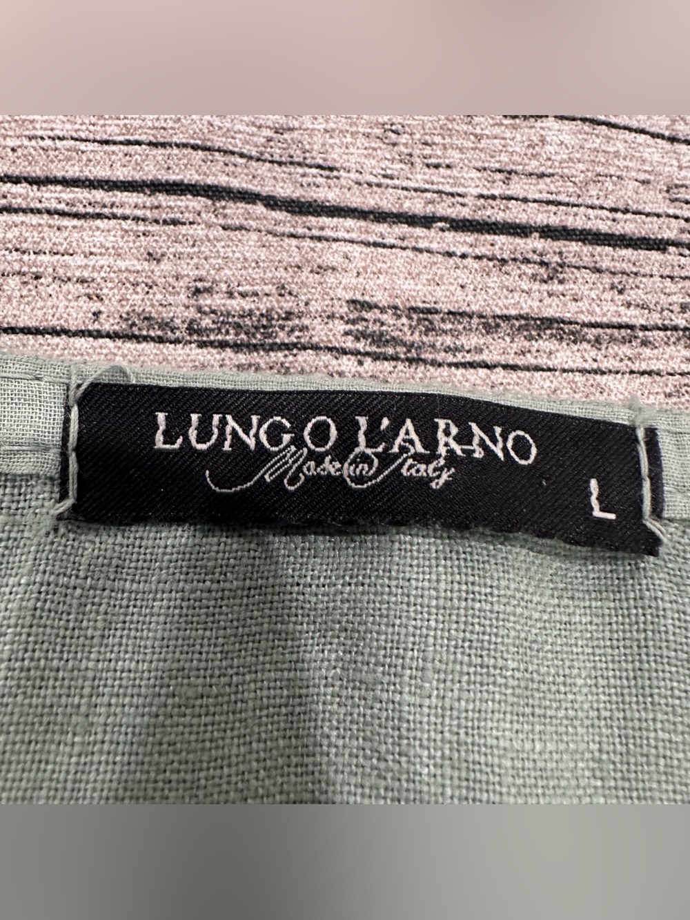 Lungo L’Arno Sleeveless Linen Blend Mini Dress Textured Neckline in Sage Green L - Picture 4 of 9